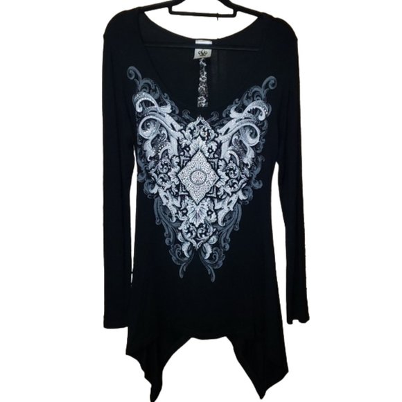 Vocal Shark bite Embellished Long Sleeve T… - Picture 1 of 9